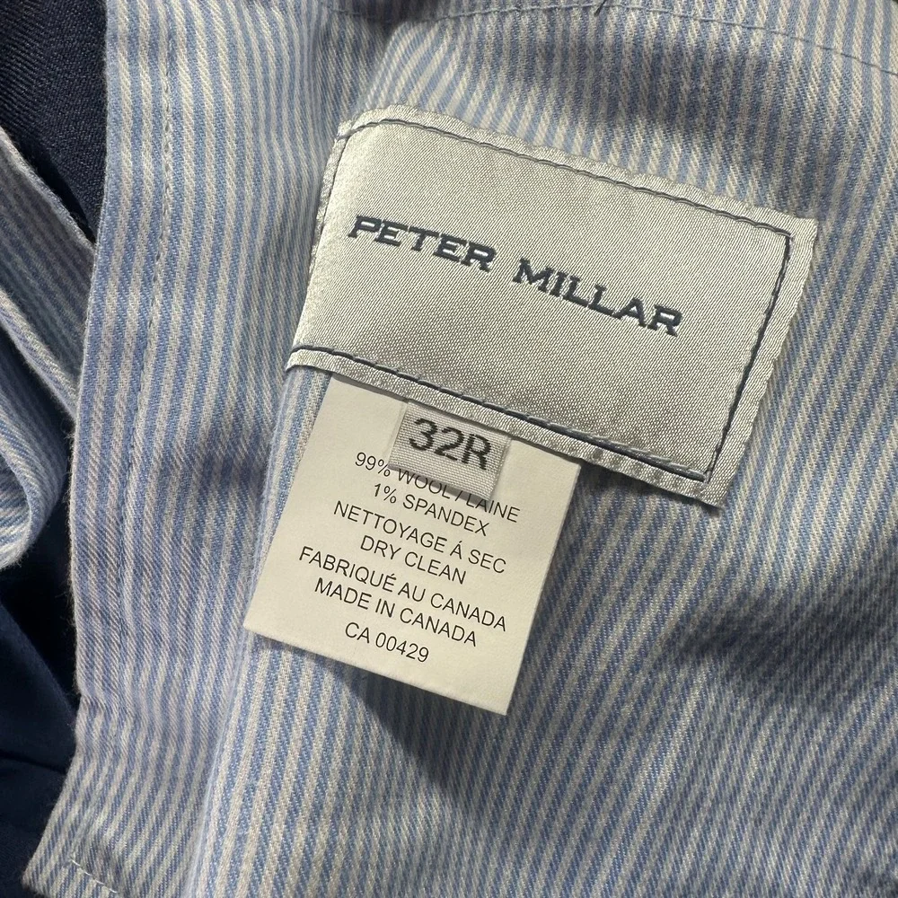 Peter Millar Pant Mens 32x29 Blue Wool Dress Straight Leg Business Preppy Formal